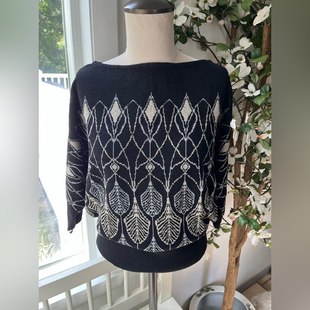 WHBM Metallic Shimmer Boatneck Sweater, Size M